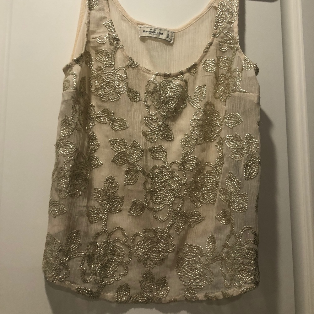 Embroidery sheer floral tank top